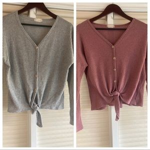 ALTAR'D STATE Waffle Knit Button Front Top